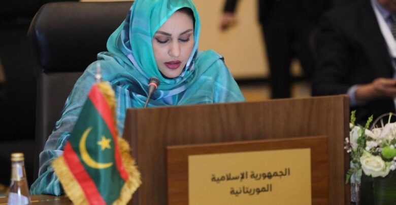 وزيرة الشؤون الاجتماعية والطفولة والأسرة الناها هارون الشيخ سيديا خلال خطابها اليوم